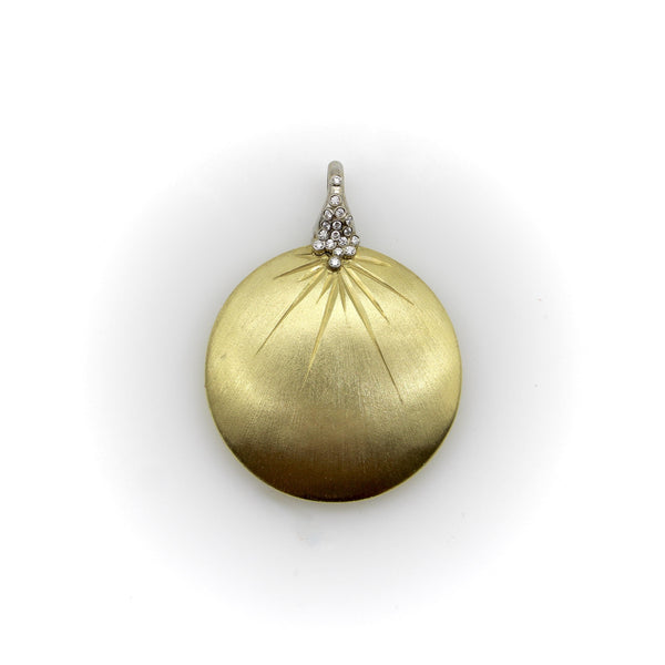 18K Gold Diamond Disc Pendant Kirsten's Corner 