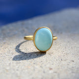 24K Gold Handmade Robin’s Egg Blue Persian Turquoise Cabochon Ring ring Kirsten's Corner 