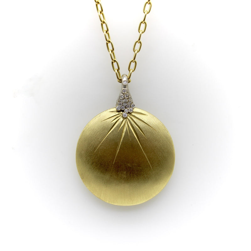 18K Gold Diamond Disc Pendant Kirsten's Corner 