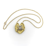 McTeigue Diamond Emerald Platinum 18k Gold Frog on Lily Pad Necklace McTeigue 