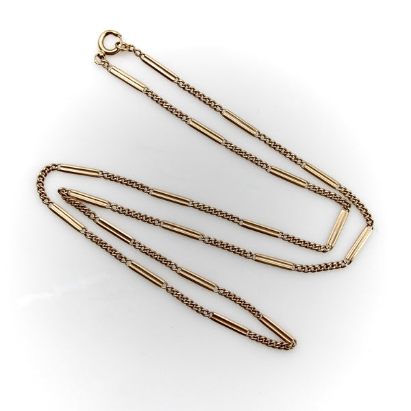 14K Rose Gold Art Deco Bar Link Chain Kirsten's Corner 