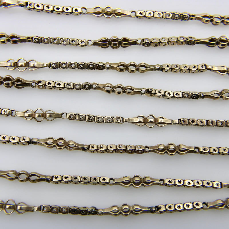 12K Gold Early Victorian Alternating Star Link Chain Kirsten's Corner 