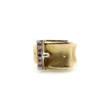 Vintage 18K Gold and Ruby Italian Buckle Ring ring Kirsten's Corner 
