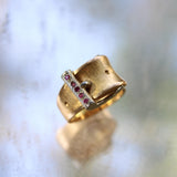 Vintage 18K Gold and Ruby Italian Buckle Ring ring Kirsten's Corner 