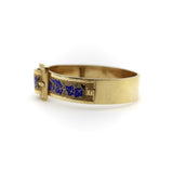 14K Gold Victorian Enameled Blue Ivy Buckle Bracelet Kirsten's Corner 