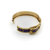 14K Gold Victorian Enameled Blue Ivy Buckle Bracelet Kirsten's Corner 