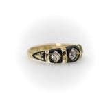 Victorian 18K Gold Enamel and Old Mine Cut Diamond Mourning Ring ring Kirsten's Corner 