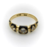 Victorian 18K Gold Enamel and Old Mine Cut Diamond Mourning Ring ring Kirsten's Corner 
