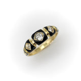 Victorian 18K Gold Enamel and Old Mine Cut Diamond Mourning Ring ring Kirsten's Corner 