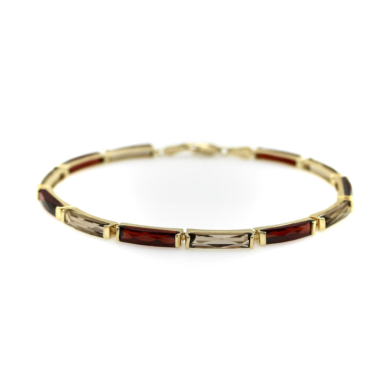 Vintage 14K Gold Garnet and Smoky Quartz Bracelet Kirsten's Corner 