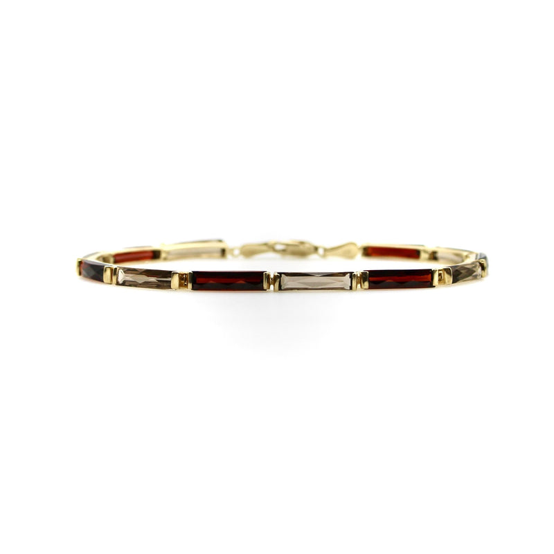 Vintage 14K Gold Garnet and Smoky Quartz Bracelet Kirsten's Corner 