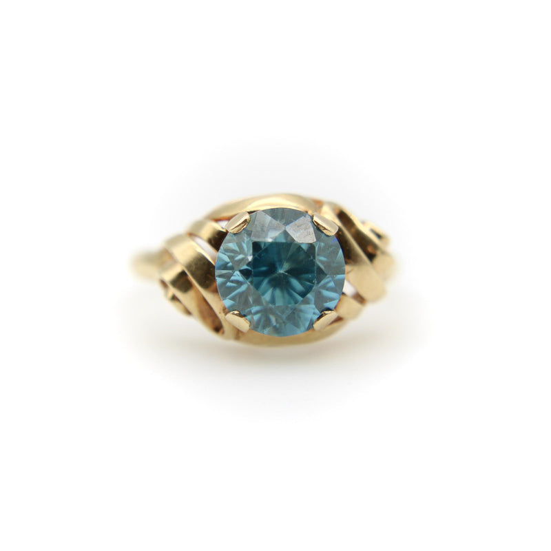 14K Gold Retro Blue Zircon Ring Kirsten's Corner 