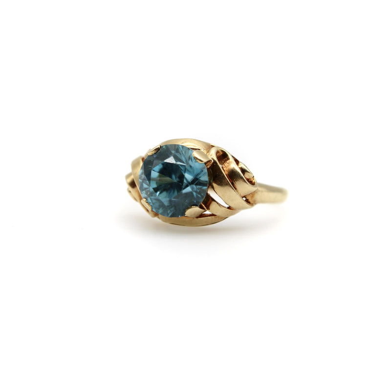 14K Gold Retro Blue Zircon Ring Kirsten's Corner 