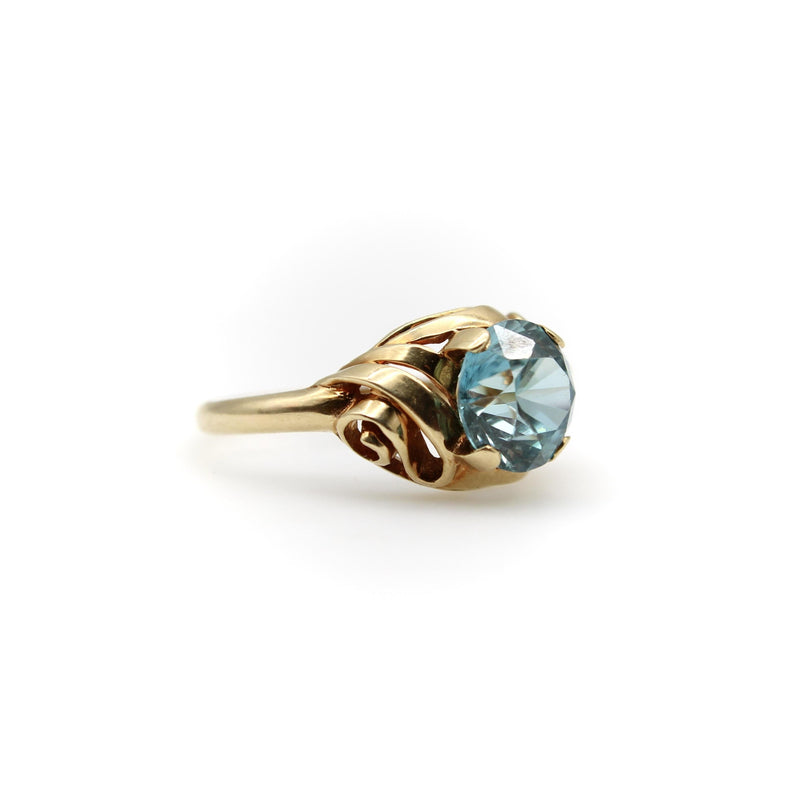 14K Gold Retro Blue Zircon Ring Kirsten's Corner 