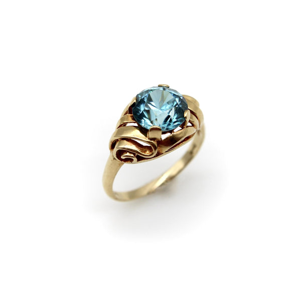 14K Gold Retro Blue Zircon Ring Kirsten's Corner 