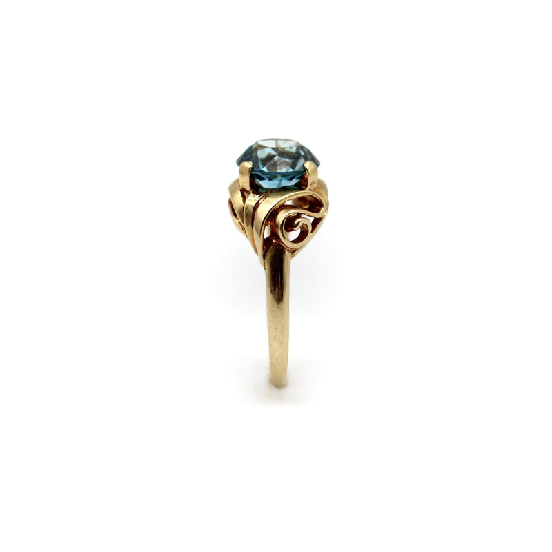 14K Gold Retro Blue Zircon Ring Kirsten's Corner 