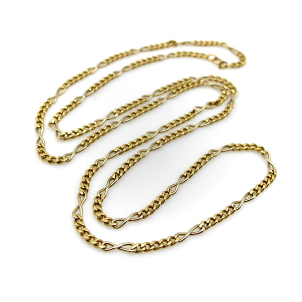 Vintage 18K Gold Italian Curb and Infinity Link Chain Chain Kirsten's Corner 