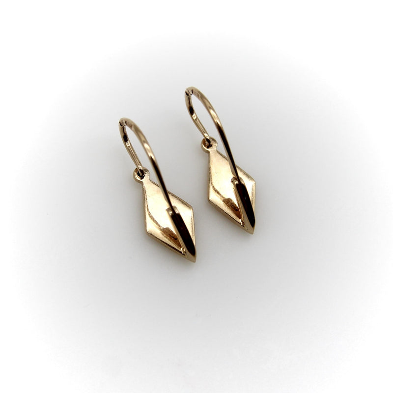 Vintage 14K Gold Diamond Shaped Soviet Russian Earrings Kirsten's Corner 