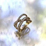 Contemporary 14K Gold Micro Pave Diamond Crossover Ring ring Kirsten's Corner 