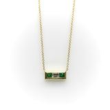 Signature 18K Gold Emerald and Diamond Bar Pendant Necklace Necklace Kirsten's Corner 