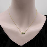 Signature 18K Gold Emerald and Diamond Bar Pendant Necklace Necklace Kirsten's Corner 