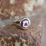 Victorian 9K Gold Beehive Banded Agate Intaglio Ring ring Kirsten's Corner 