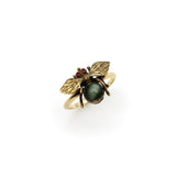 14K Gold Victorian Bee Ring with Ruby & Cats Eye Ring Kirsten's Corner Jewelry 