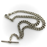 Art Deco Sterling Silver Graduated Curb Link Watch Chain Kirsten's Corner 