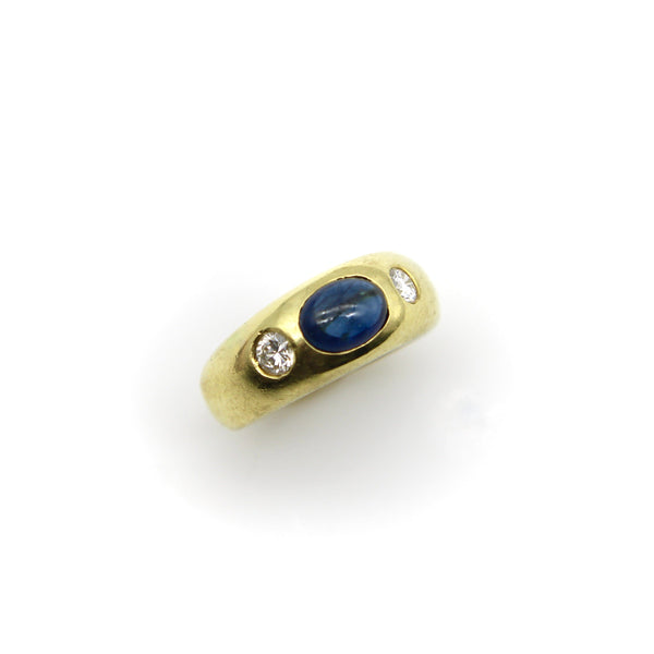18K Gold Sapphire and Diamond Gypsy Ring Ring Kirsten's Corner 