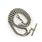 Art Deco Sterling Silver Graduated Curb Link Watch Chain Kirsten's Corner 