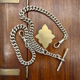 Art Deco Sterling Silver Graduated Curb Link Watch Chain Kirsten's Corner 