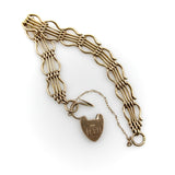 Victorian 9K Gold Gate Bracelet with Padlock Heart Clasp Bracelet Kirsten's Corner 