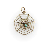 9K Gold Victorian Spider Pendant with Turquoise and Pearl jewelry Kirsten's Corner 