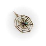 9K Gold Victorian Spider Pendant with Turquoise and Pearl jewelry Kirsten's Corner 
