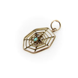 9K Gold Victorian Spider Pendant with Turquoise and Pearl jewelry Kirsten's Corner 