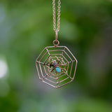 9K Gold Victorian Spider Pendant with Turquoise and Pearl jewelry Kirsten's Corner 
