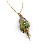 15K Gold Art Nouveau Plique-à-Jour Diamond and Pearl Necklace Necklace Kirsten's Corner 