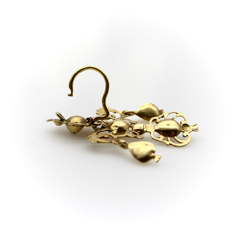 Georgian 18K Gold Sequilé Diamond Earrings from Portugal Earrings Kirsten's Corner 