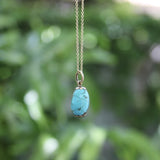 14K Gold Victorian Turquoise Bead with Matrix jewelry Kirsten's Corner 