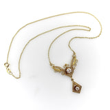 Victorian 14K Gold Filigree and Old European Cut Diamond Pendant Necklace Necklace Kirsten's Corner 