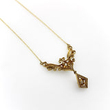 Victorian 14K Gold Filigree and Old European Cut Diamond Pendant Necklace Necklace Kirsten's Corner 