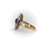 Victorian 18K Gold Rose Cut Diamond and Sapphire Navette Ring ring Kirsten's Corner 