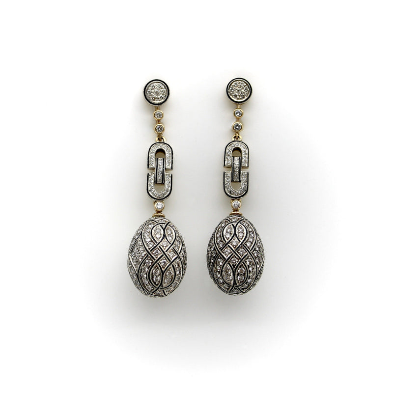 18K Gold and Silver Micro Pave Diamond Egg Earrings | Kirsten's