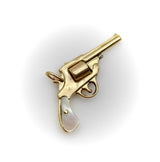 Vintage 14k Gold & Mother-of-Pearl Miniature Gun Pendant or Charm Pendant Kirsten's Corner 