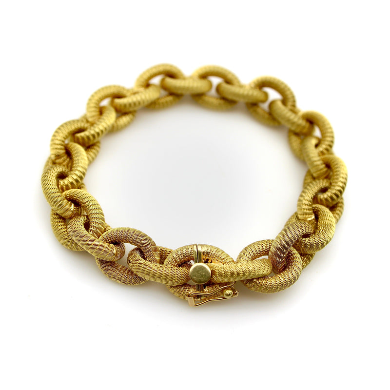 Vintage 18K Gold Woven Oval Link Bracelet Bracelet Kirsten's Corner 