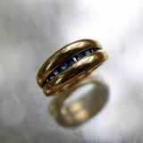 Vintage French 18k Gold Cannel Set Sapphire Ring by MC Paris ring Kirsten's Corner 