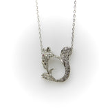 Retro Platinum Encrusted Squirrel Pendant with 14K White Gold Chain Necklace Kirsten's Corner 