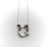 Retro Platinum Encrusted Squirrel Pendant with 14K White Gold Chain Necklace Kirsten's Corner 