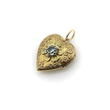 10K Gold Art Deco Zircon and Flowered Heart Locket locket Kirsten's Corner 