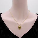 10K Gold Art Deco Zircon and Flowered Heart Locket locket Kirsten's Corner 
